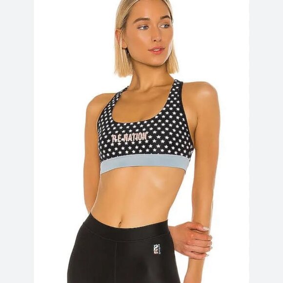 PE.NATION SPORT BRA WHITE BLACK PINK STARS SIZE XSMALL GYM YOGA CHIC SPORTY - Picture 4 of 14